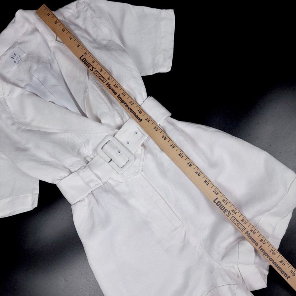 SIR the Label Linen Dalila Belted Short Sleeve Romper Playsuit White 2 Minimal - Picture 4 of 8